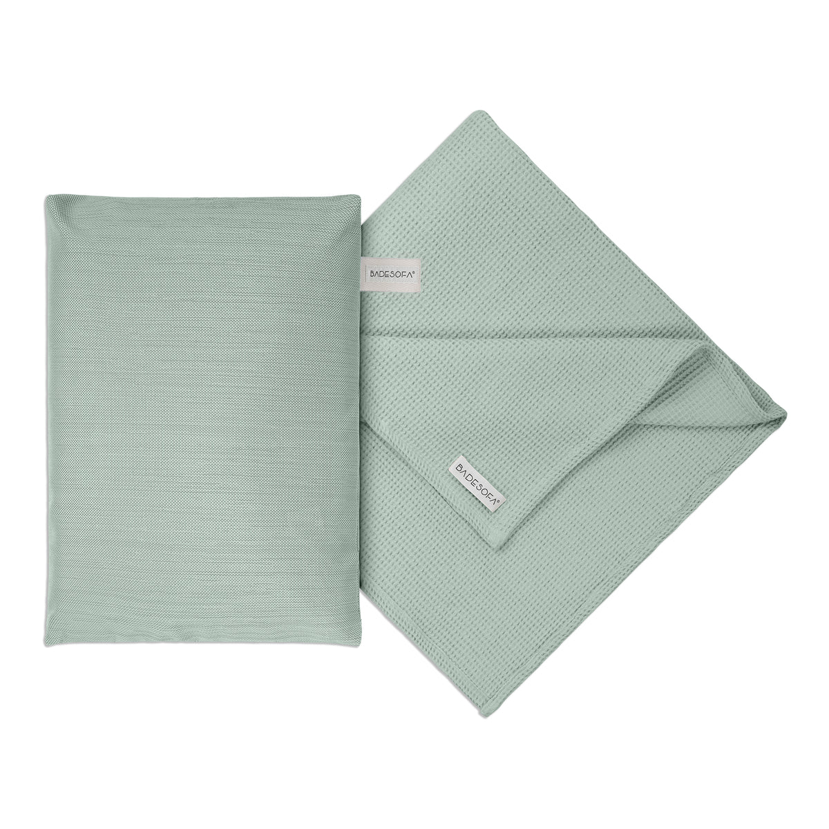 Dampfsauna Set aus Badesofa Sitzkissen und Saunatuch in Grün