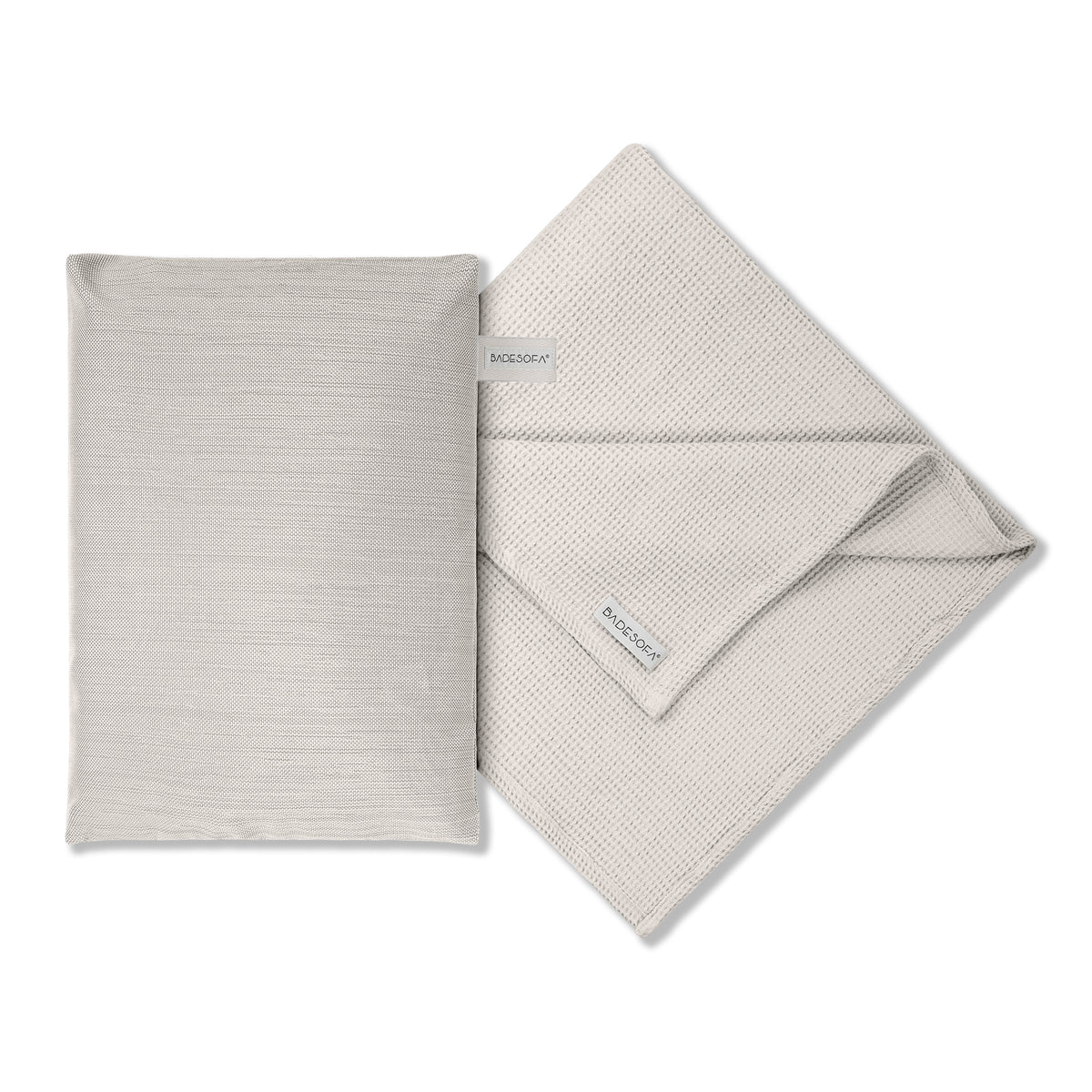 Dampfsauna Set aus Badesofa Sitzkissen und Saunatuch in Perlmutt